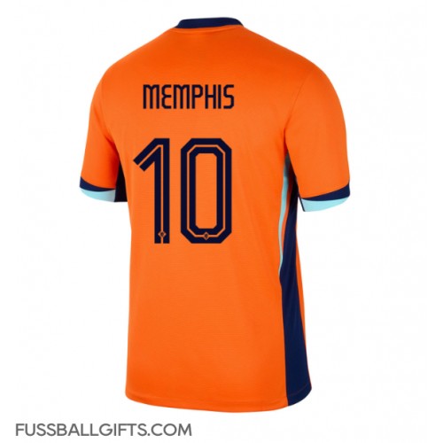 Niederlande Memphis Depay #10 Fußballbekleidung Heimtrikot EM 2024 Kurzarm